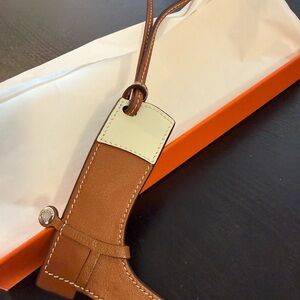 Hermes Brown and Cream Leather Boot Key Holder